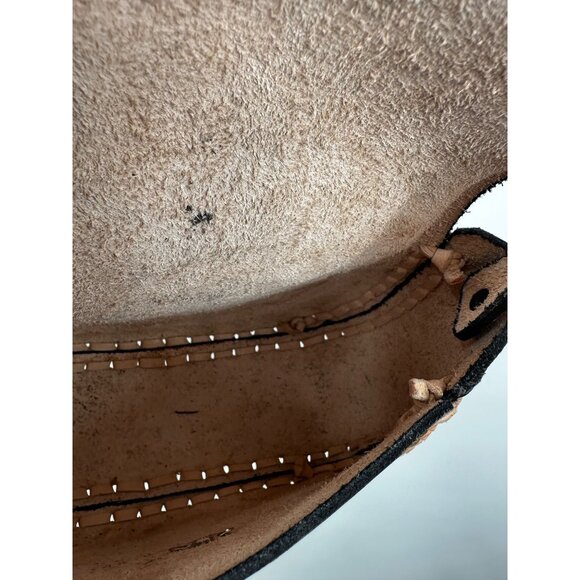 Vintage Hand Tooled Brown Leather Aztec Calendar Bag Crossbody Handmade Mexican - Picture 6 of 9